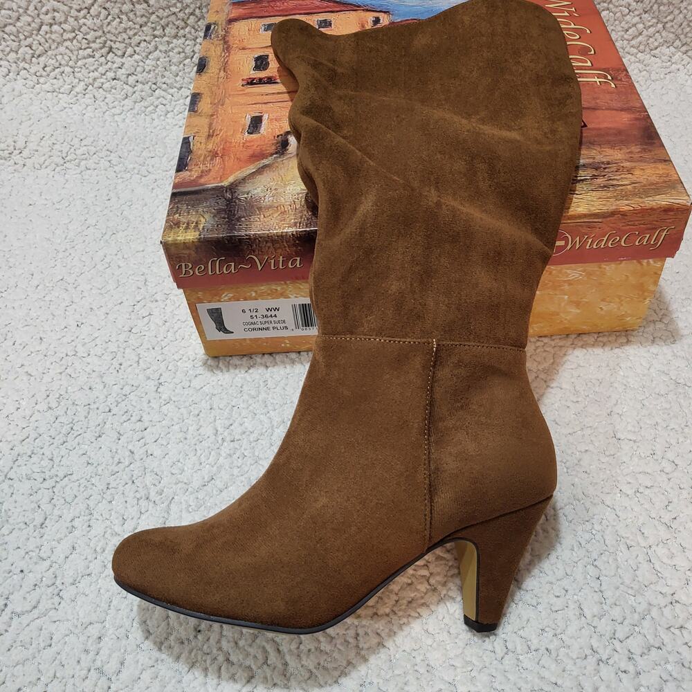 Bella Vita Brown Suede Mid-Calf Heeled Boots